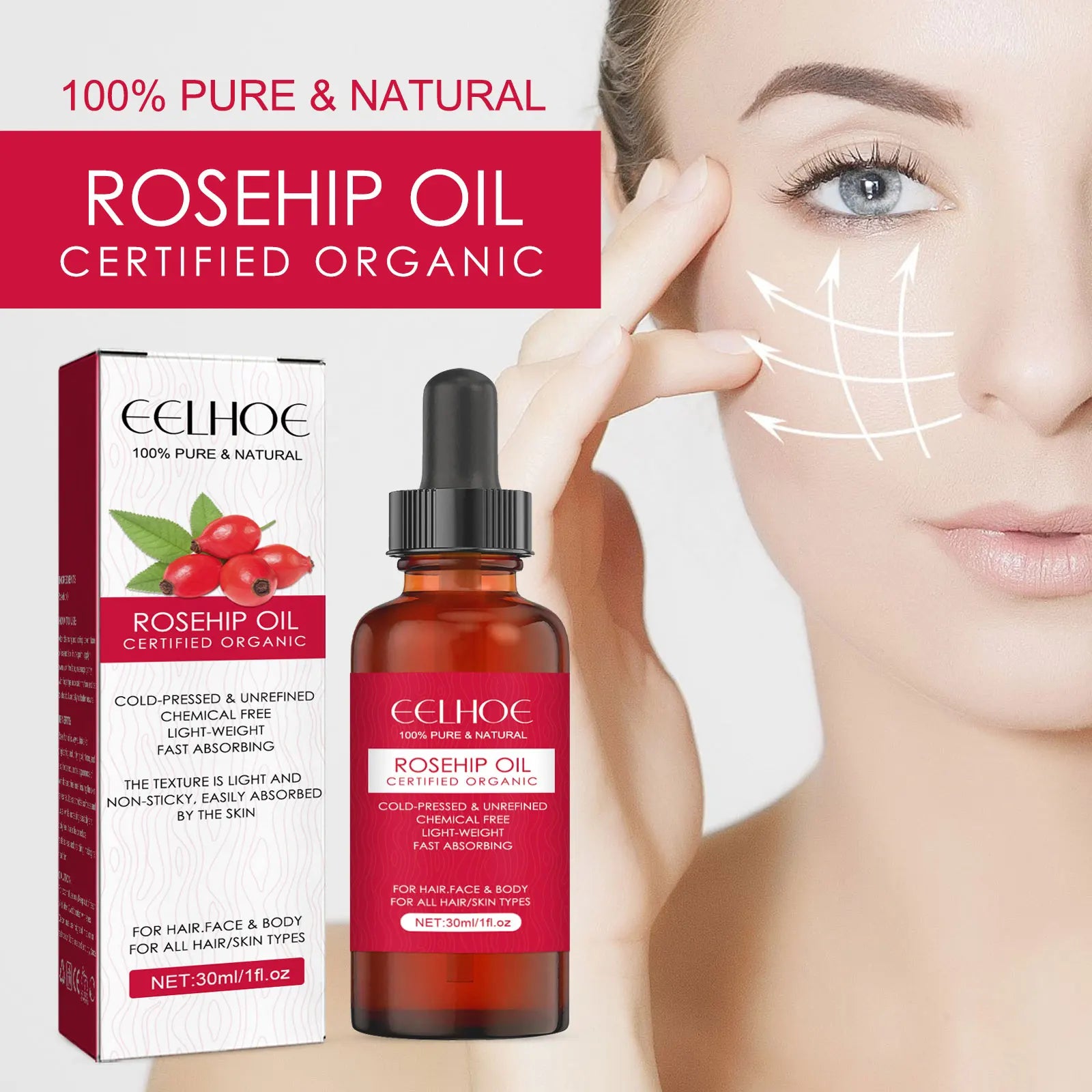 EELHOE Natural Organic Rose Hip Oil